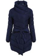 Shein Navy High Neck Single Breasted Coat