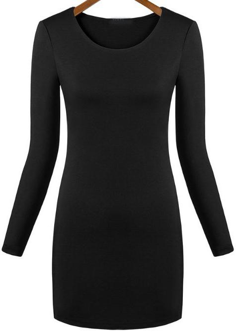 Shein Black Round Neck Slim Bodycon Dress