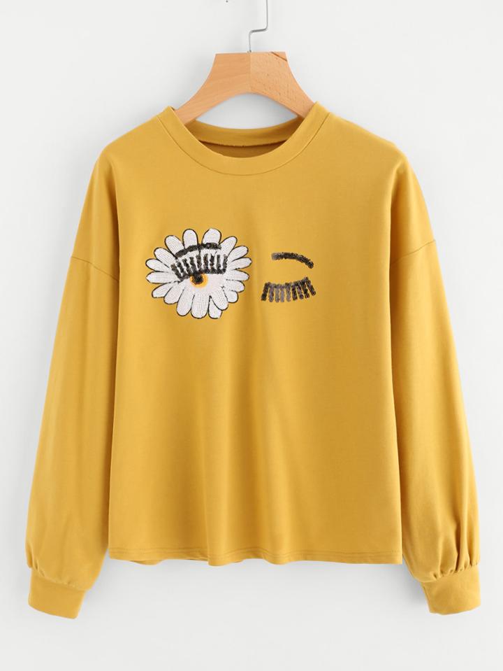 Shein Sequin Wink Eye Sweatshirt