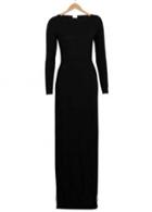 Rosewe Trendy Black Slit Cotton Blended Maxi Dress For Prom