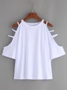 Shein White Cutout Strappy Sleeve T-shirt