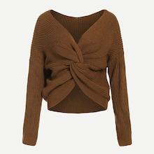 Shein Twist Front Drop Shoulder Sweater