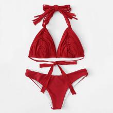 Shein Woven Strappy Bikini Set