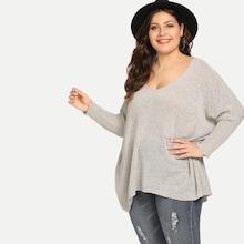 Shein Plus Pocket Patched Semi Sheer Sweater