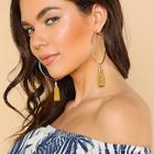 Shein Gold Plated Hoop Earrings With Tassel Detail Gold
