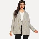 Shein Double Breasted Tattersall Blazer