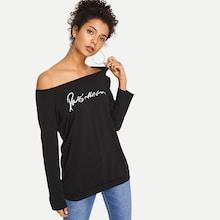 Shein Letter Print Raglan Sleeve Top