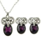 Shein Black Gemstone Sheep Necklace With Earrings