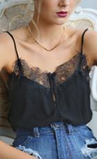 Shein Black Spaghetti Strap With Lace Cami Top