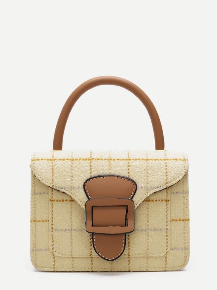 Shein Buckle Decor Plaid Grab Bag