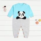Shein Toddler Girls Rib Trim Panda Jumpsuit