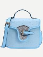 Shein Faux Ostrich Leather Handbag With Strap - Baby Blue