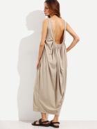Shein Grey Shirred Scoop Back Cocoon Dress