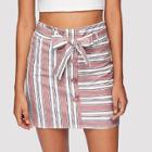Shein Single Breasted Striped Belted Skirt