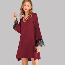 Shein Contrast Lace Criss Cross Dress