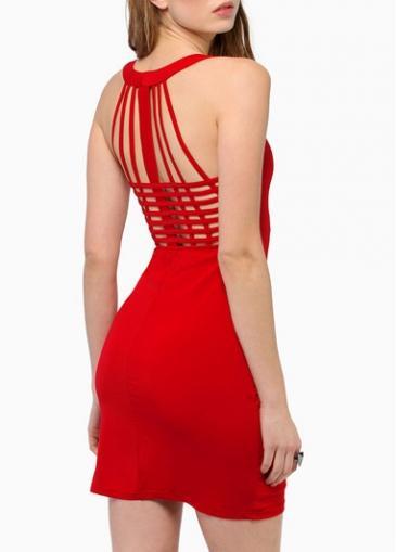 Rosewe Sexy Solid Red Above Knees Sleeveless Slim Dress