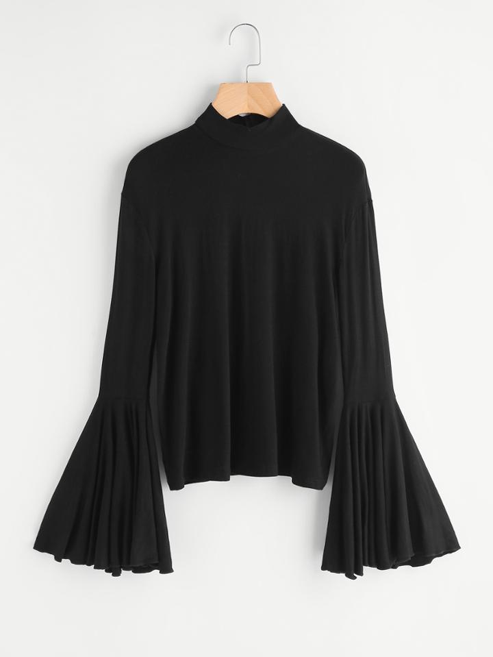Shein Mock Neck Exaggerate Bell Sleeve Tee