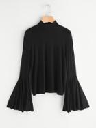 Shein Mock Neck Exaggerate Bell Sleeve Tee