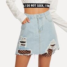 Shein Ripped Fishnet Panel Skirt