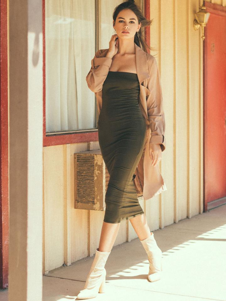 Shein Army Green Sheath Tube Dress