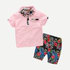 Shein Boys Floral Print Polo Shirt With Shorts