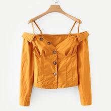 Shein Button Front Cold Shoulder Blouse