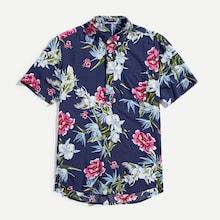 Shein Men Tropical Print Curved Hem Shirt