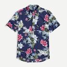 Shein Men Tropical Print Curved Hem Shirt
