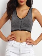 Shein Grey Zipper Sport Tank Top