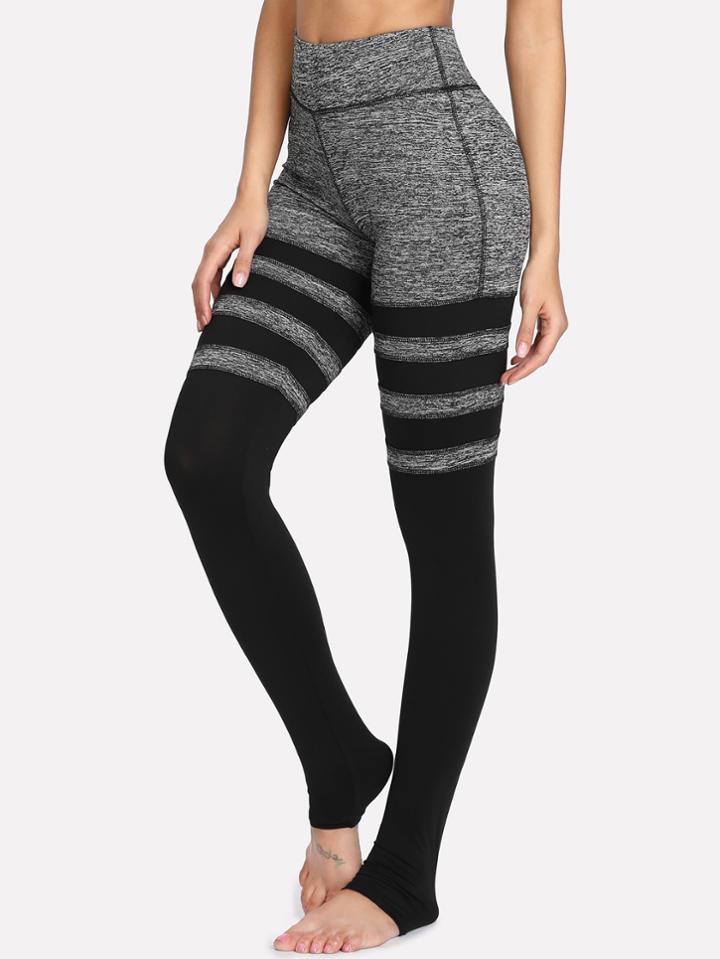 Shein Two Tone Striped Stirrup Leggings