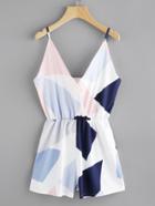 Shein Random Geo Print Surplice Neckline Cami Playsuit