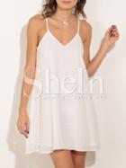 Shein Beige V Back Spaghetti Srap Shift Trapeze Dress