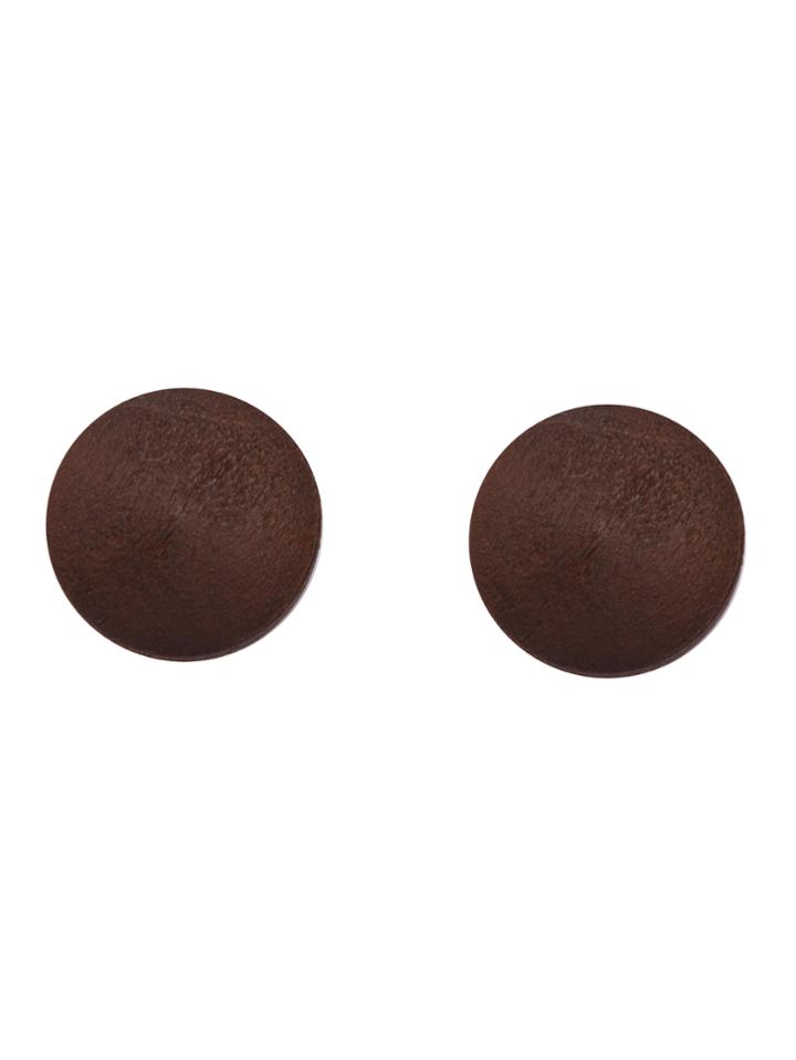 Shein Brown Round Wooden Stud Earrings