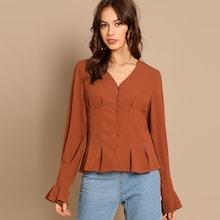 Shein Button Up Peplum Shirt