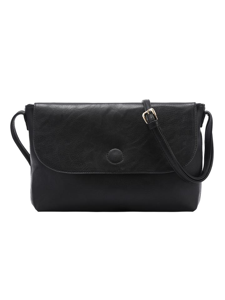 Shein Faux Leather Flap Bag - Black