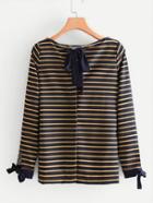 Shein Tie Detail Striped Blouse