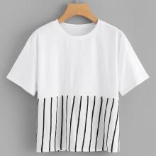 Shein Stripe Contrast Tee