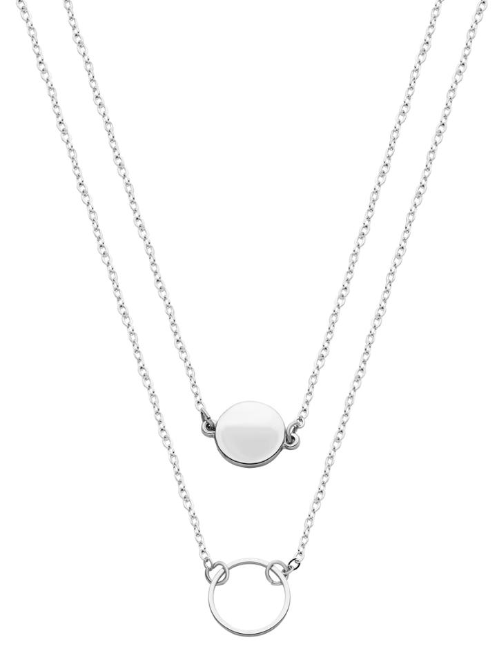 Shein Silver Double Layer Geometric Round Necklace