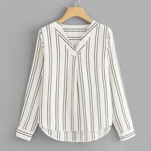 Shein V Neck Striped Blouse
