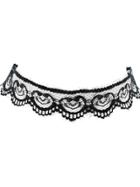Shein Black Gothic Style Black White Lace Flower Wide Choker Necklace