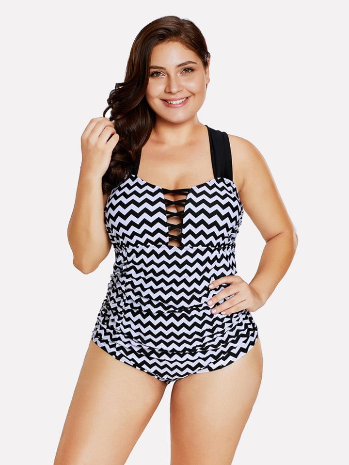 Shein Zigzag Criss Cross Swimsuit
