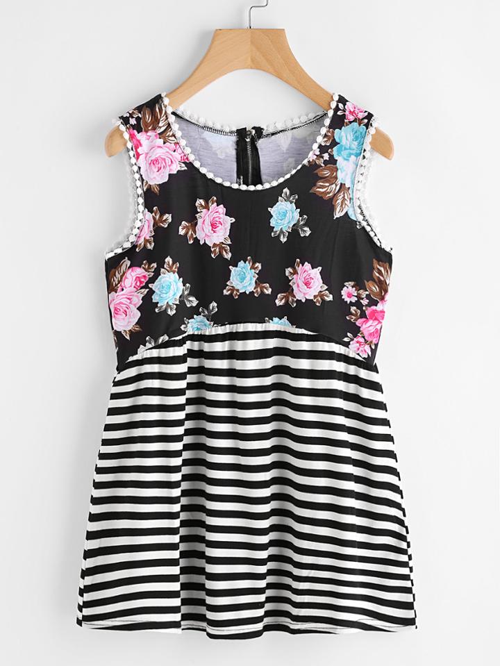 Shein Crochet Lace Trim Contrast Tank Top