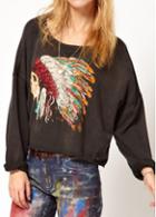 Rosewe Character Print Round Neck Long Sleeve Shirt