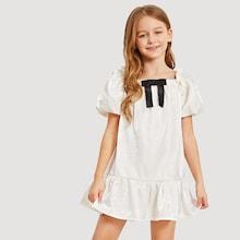 Shein Girls Lantern Sleeve Ruffle Dress