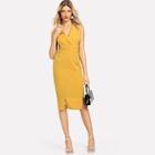 Shein Button Detail M-slit Fitted Dress