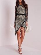 Shein Black Cut Out Lace Asymmetric Dress