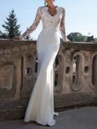 Shein White Long Sleeve Sheer Lace Maxi Dress