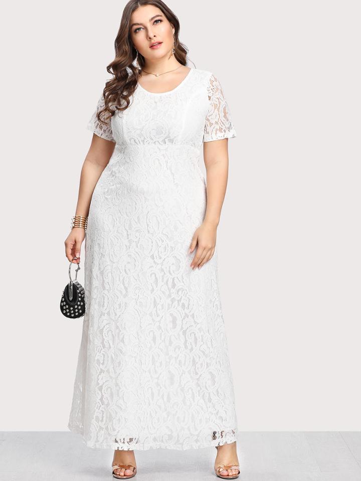 Shein Cut Out Back Lace Overlay Dress