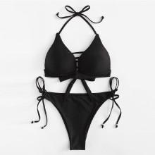 Shein Plus Ladder Cutout Tie Side Bikini Set