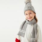 Shein Kids Embroidered Letter Striped Beanie Hat & Scarf 2pack